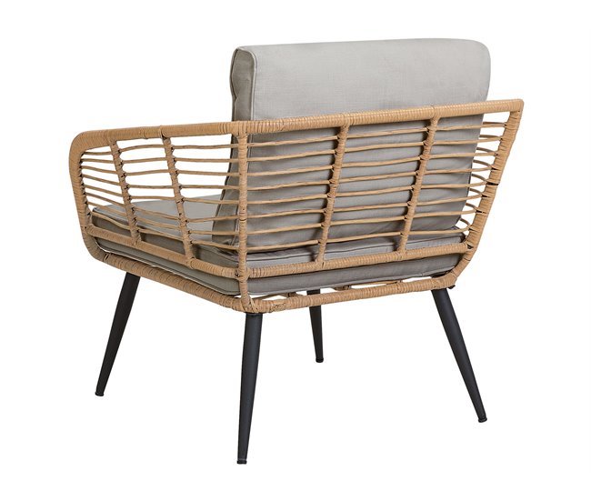 Beliani Conjunto lounge Ratan sintético CORINTH II Cinza Claro