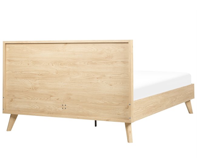 Beliani Cama com estrado Aglomerado de madeira, Rattan/vime MONPAZIER 147x209 Castanho