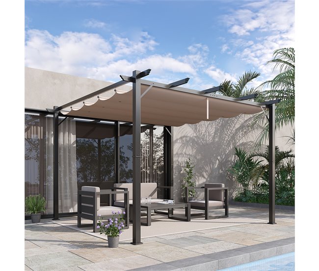 Pérgola Alumínio, Aço e Poliéster Outsunny 300x300 Preto