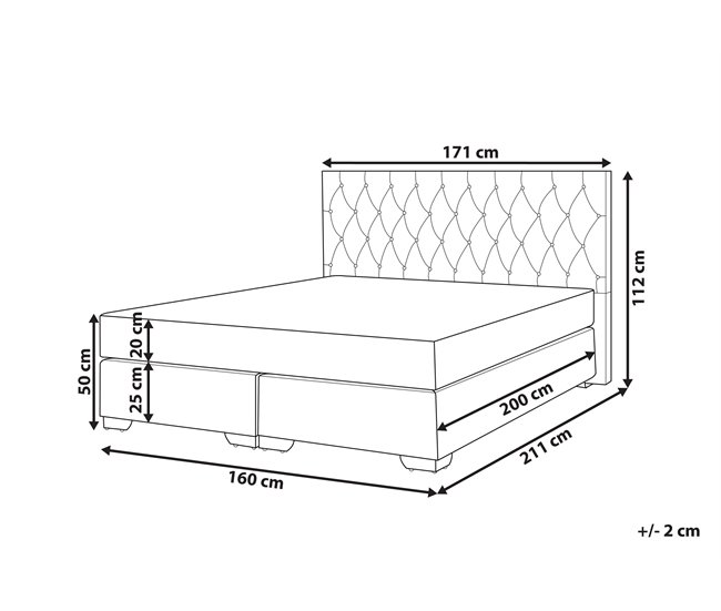 Beliani Cama continental Poliéster DUCHESS 171x211 Cinza Claro
