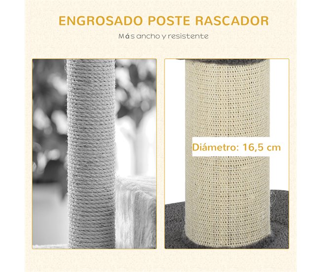 Arranhador para Gatos Aglomerado de Madeira, Poliéster e Sisal Cinza