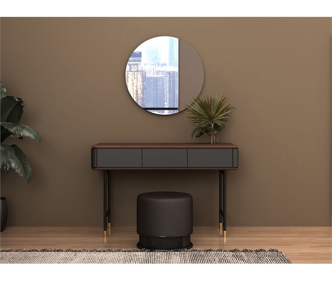 Mesa de consola retangular, madeira e aço 7171 Cinza Escuro