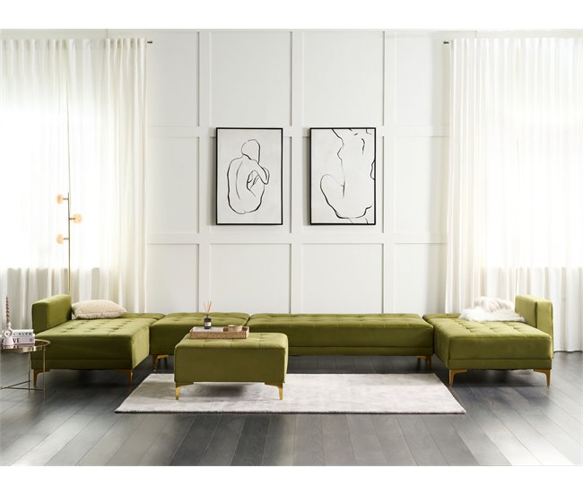 Beliani Sofá-cama Veludo ABERDEEN Verde
