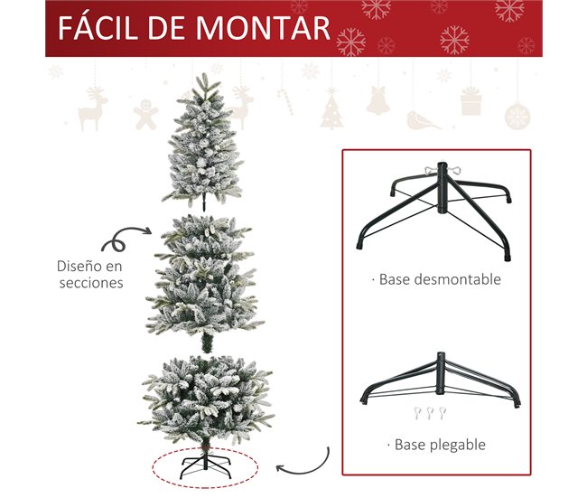 Árvore de Natal PVC, PE, Aço HOMCOM, casa - natal Multicor