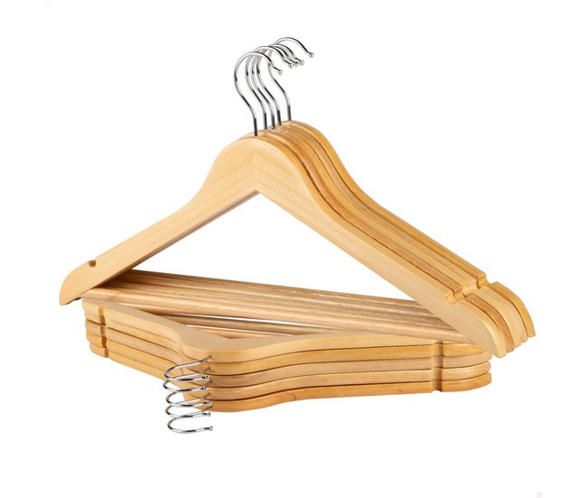 Max Home Pack de 10 cabides de madeira Castanho Claro