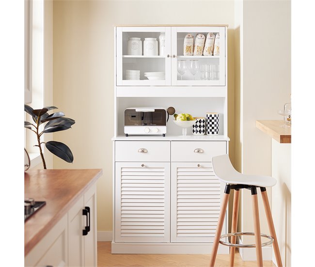 Aparador de cozinha com 2 gavetas e 3 portas SoBuy FSB101-W Branco