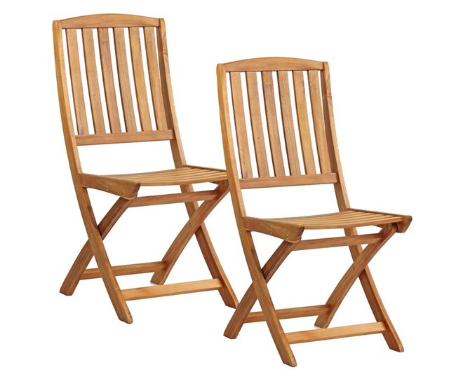 Conjunto de 2 cadeiras de jardim dobráveis em madeira Madeira