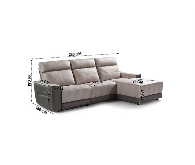 Chaise longue relax eléctrico MOON Cinza