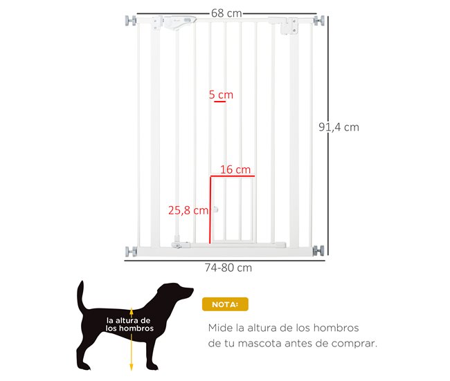 Barreira de Segurança para Cães Aço e plástico PawHut Branco