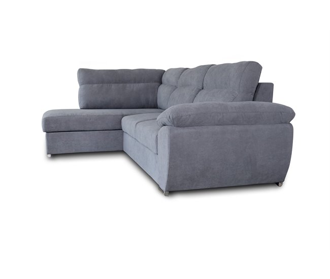 Sofá de canto KENDAL com cama e arca Cinza