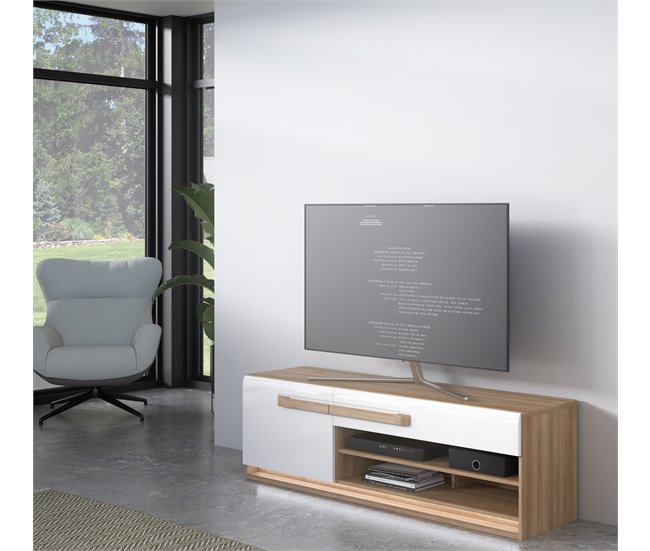 Móvel de TV MONTREAL 1 porta 1 gaveta Branco Brillo