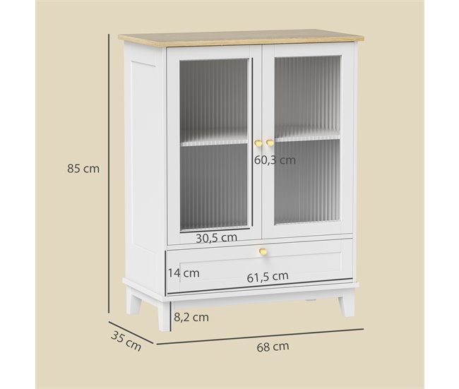 Aparador MDF e Melamina de Madeira HOMCOM Branco