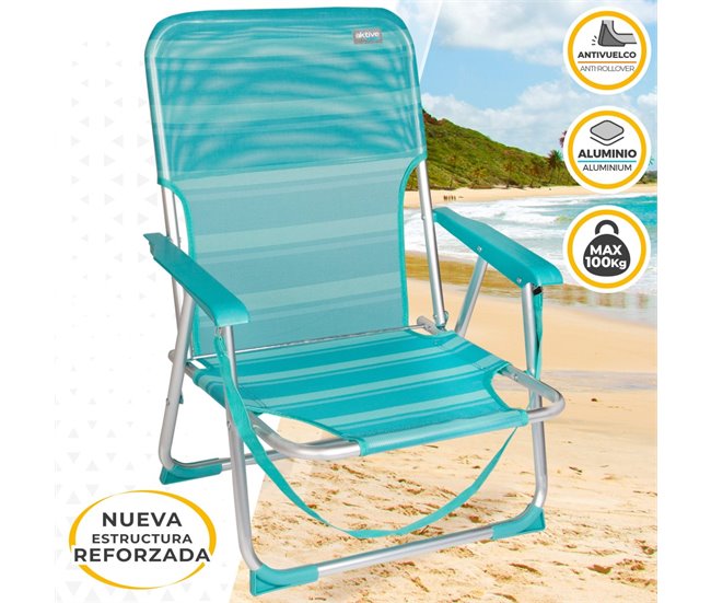 Cadeira dobrável fixa em alumínio Aktive Beach - mediterraneo Azul