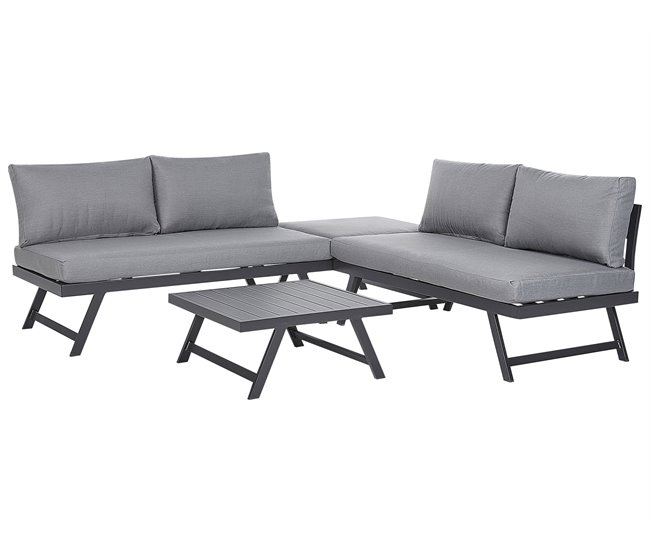 Beliani Conjunto lounge COCCORINO Cinza Escuro