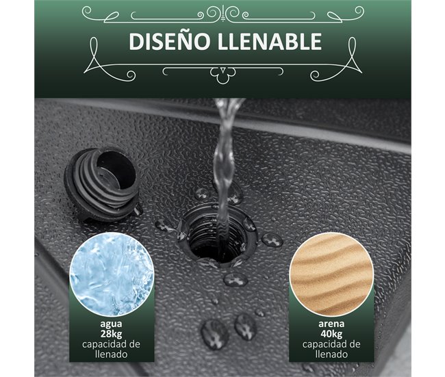 Base Chapéu de Sol HDPE, Metal Outsunny 60x60 Preto