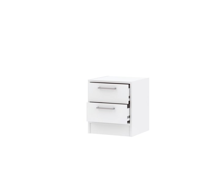 Mesa de cabeceira 2 gavetas cor branca LEADER  Branco