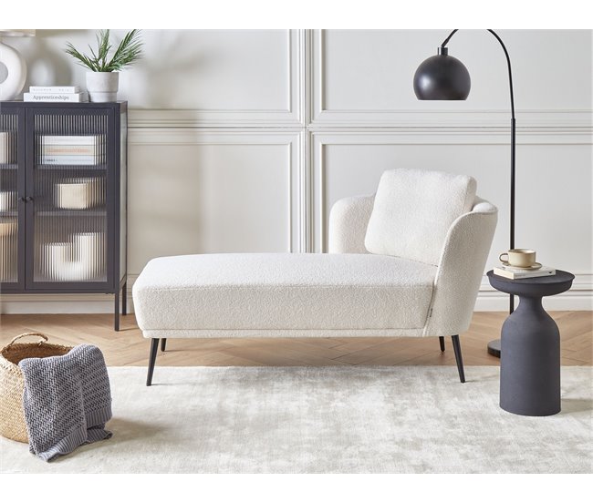 Beliani Chaise longue Bouclé ARTHEZE Castanho Claro