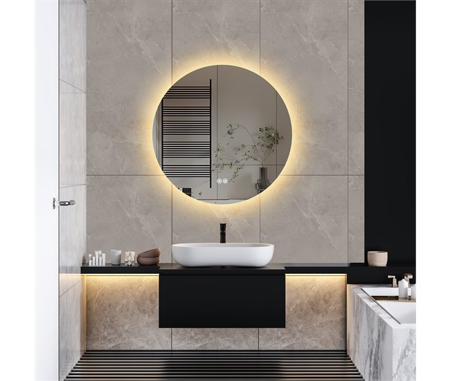 Espelho LED redondo para banheiro 80x4 Transparente