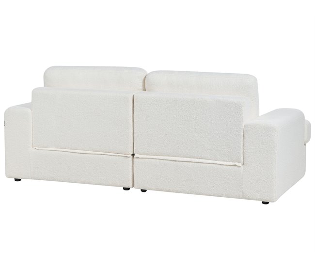 Beliani Sofá de 3 lugares Bouclé ALLA Branco/ Bege