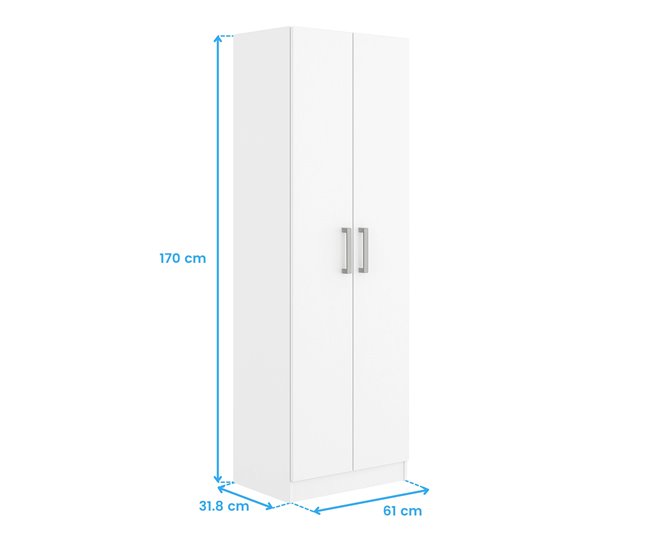 Armário auxiliar alto multiuso com 2 portas dobráveis Branco