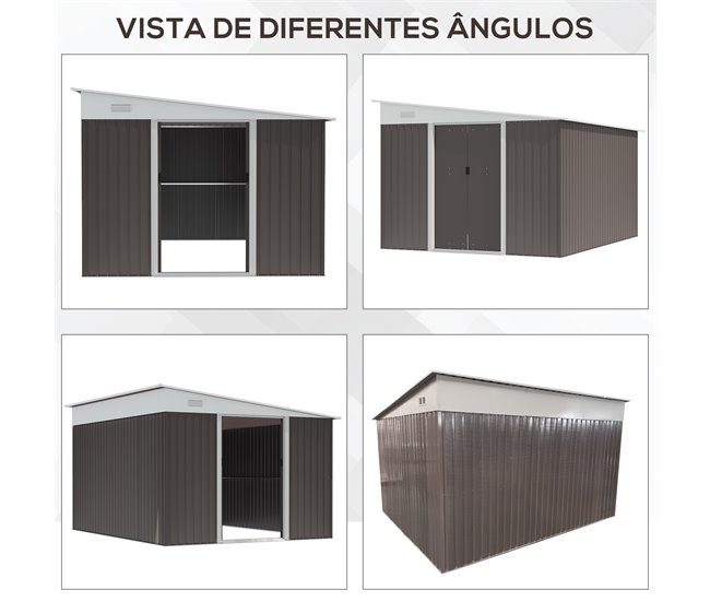 Abrigo de Armazenamento Aço Outsunny Cinza