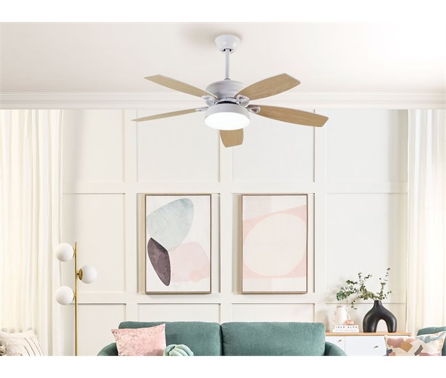Beliani Lâmpada de teto com ventilador LOGAN Branco