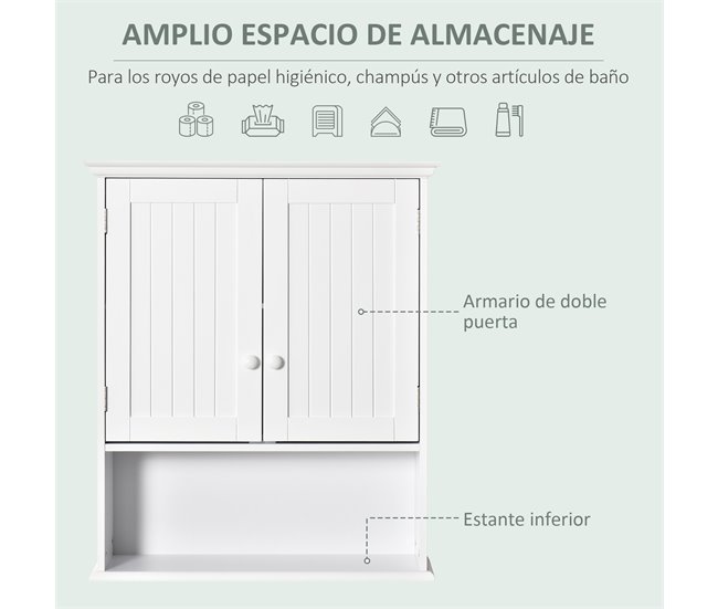 Armário Casa de Banho de Parede MDF kleankin Branco