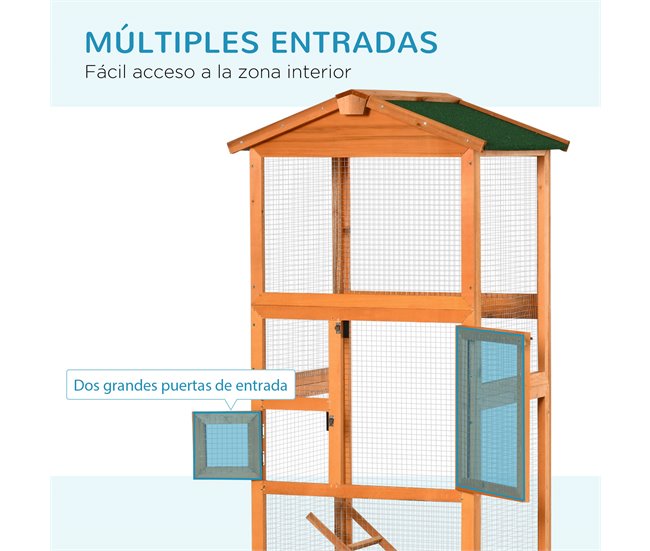 Gaiola para Pássaros Madeira de Abeto PawHut Laranja