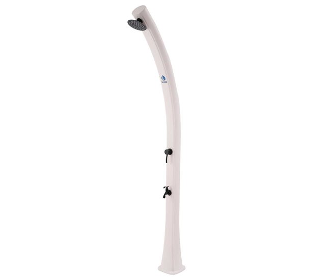 Sined SOLE BIANCA Chuveiro curvo de polietileno HD aquecido por energia solar com lavagem dos pés, Branco Branco