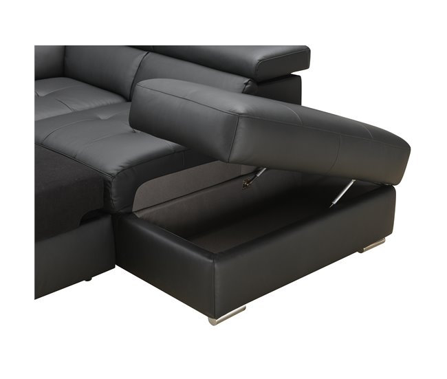 Sofá de canto com cama MAYA Preto