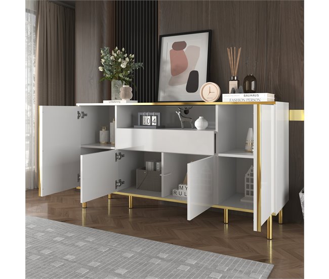 Aparador moderno e luxuoso com iluminação LED Branco