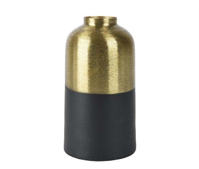 Vaso de ferro DOBLE em metal dourado e preto Preto/ Dourado