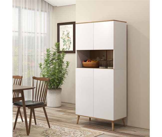 Armário de Cozinha Melamina de Madeira HOMCOM, casa - cozinha Branco