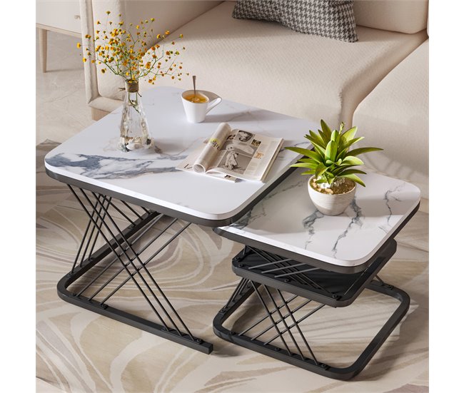 Mesa de centro, mesa de sala, mesa de sofá. 60x45 Branco/ Preto
