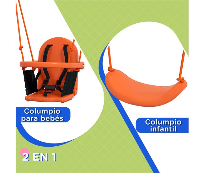 Baloiço para Crianças Metal, PE Outsunny Laranja