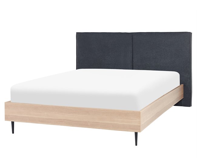 Beliani Cama com estrado Poliéster IZERNORE 187x215 Cinza Escuro