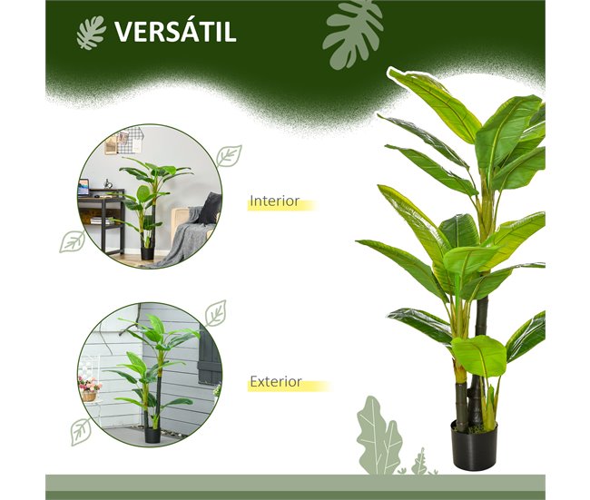 Bananeira Artificial PEVA, PE, Cimento HOMCOM, casa - decoração Verde