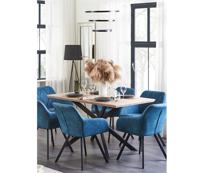 Beliani Silla de comedor MONEE Azul Marino