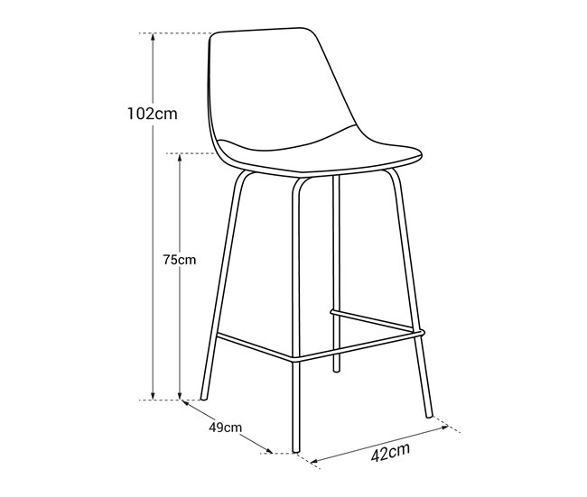 Juego de 2 taburetes de bar LUCIEN vintage Cinza