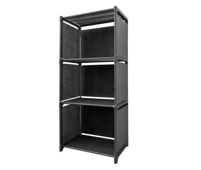 Prateleira de Organização 4 Pisos PVC e Tecido Nyana Home 93x41x29 cm 41 Preto