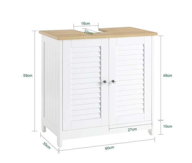 Armário de lavatório para lavatório FRG237-WN SoBuy PT Branco/ Madeira