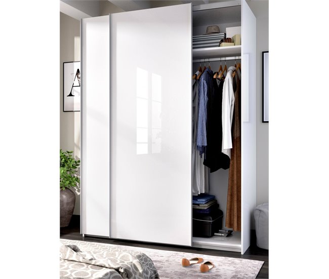 Armário 2 portas com efeito madeira Branco