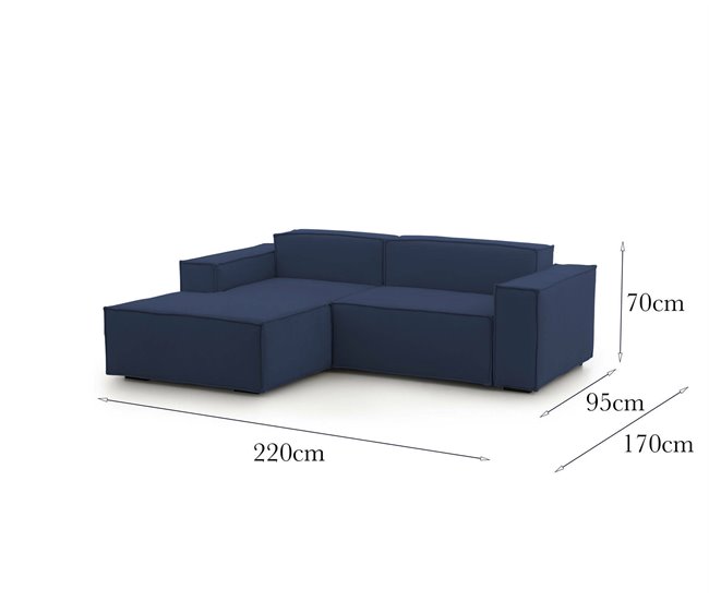 Sofá modular de 2 lugares com península esquerda Azul Marino