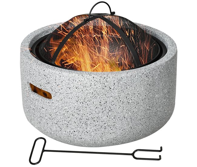 Braseiro Exterior Metal e MGO Outsunny Cinza
