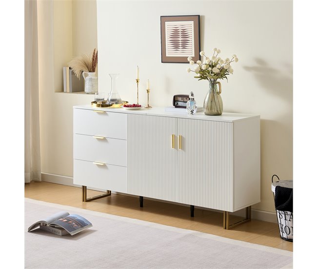 Aparador com 2 portas e 3 gavetas Branco