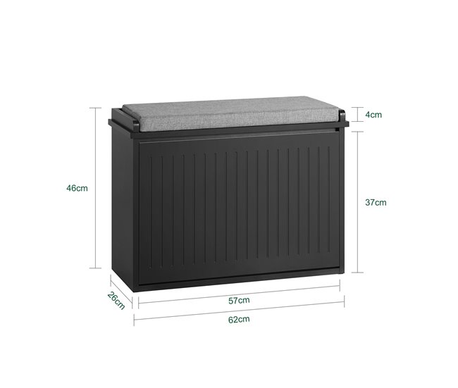 Banco de sapatos com 1 aba SoBuy FSR98-SCH 62 Preto