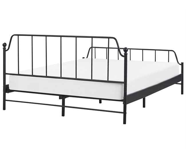 Beliani Cama com estrado Ferro MAURESSAC 164x206 Preto