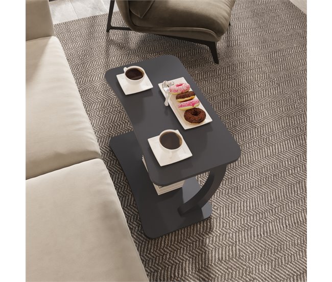 Mesa de apoio em forma de C Stattela [en.casa] 59x35 Branco