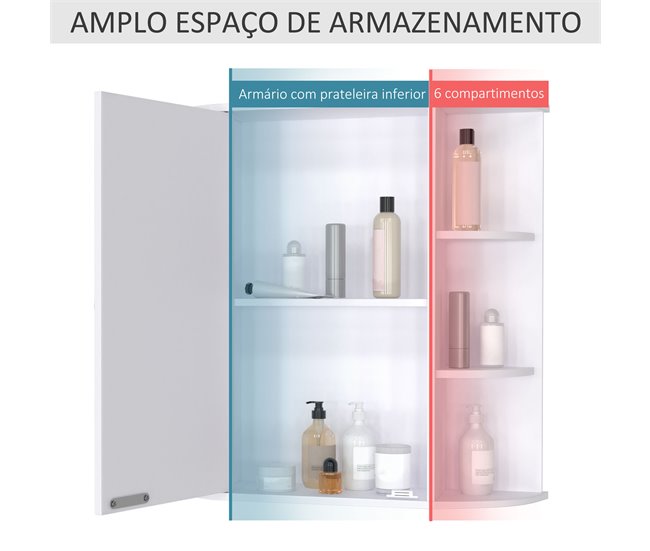 Armário com Espelho MDF e Vidro HOMCOM, casa - casa de banho 66 Branco