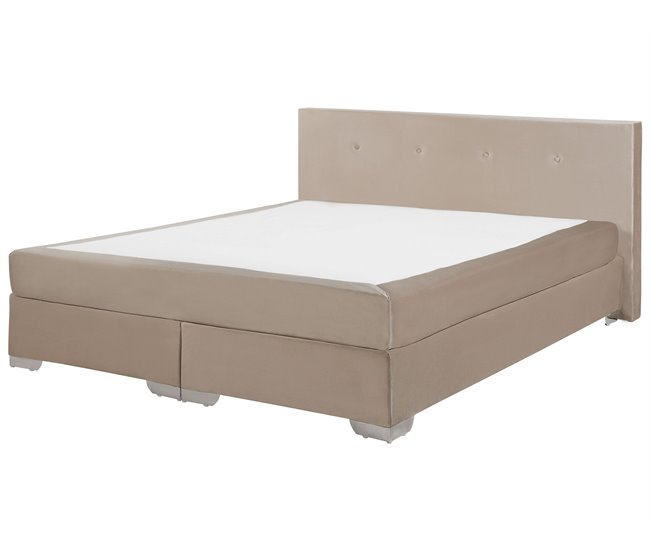 Beliani Cama continental Veludo CONSUL 191x212 Bege